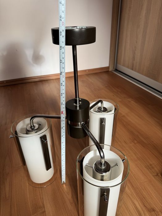 Lampa wisząca 3 klosze biała z brązem