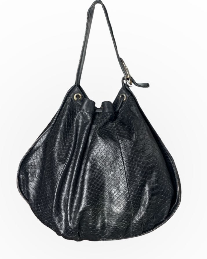 Женская сумка Gucci black python interlocking icon drawstring оригинал