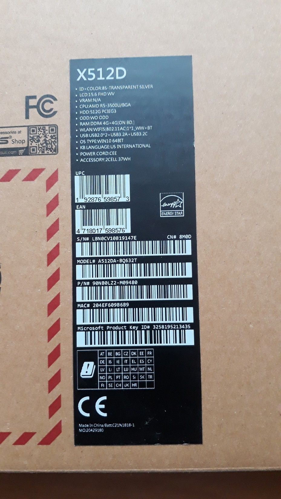 Laptop ASUS A512DA-BQ632T