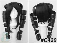 Celestia Ludenberg Danganronpa cosplay wig peruka czarna z lokami