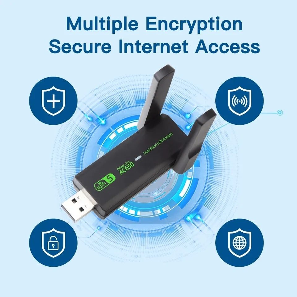 WiFi5 650 Мегабит USB-адаптер для безпроводного интернета на компьютер