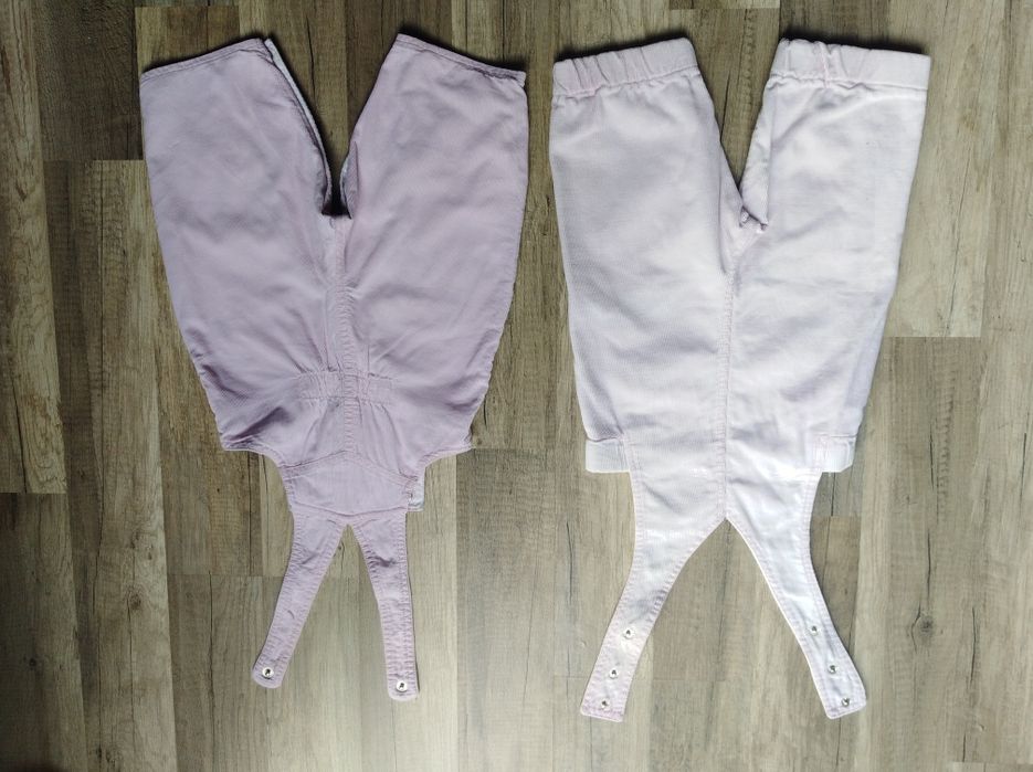 2 pary spodni ogrodniczek dziewczęcych w rozmiarze 62
