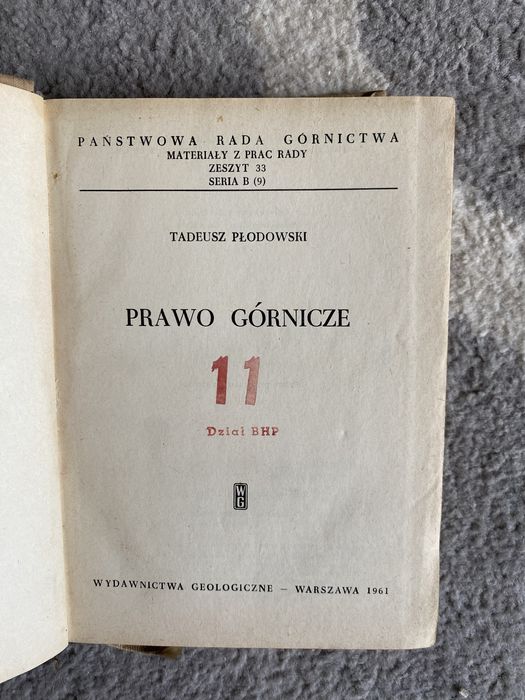 Tadeusz Płodowski  Prawo górnicze  1961 r