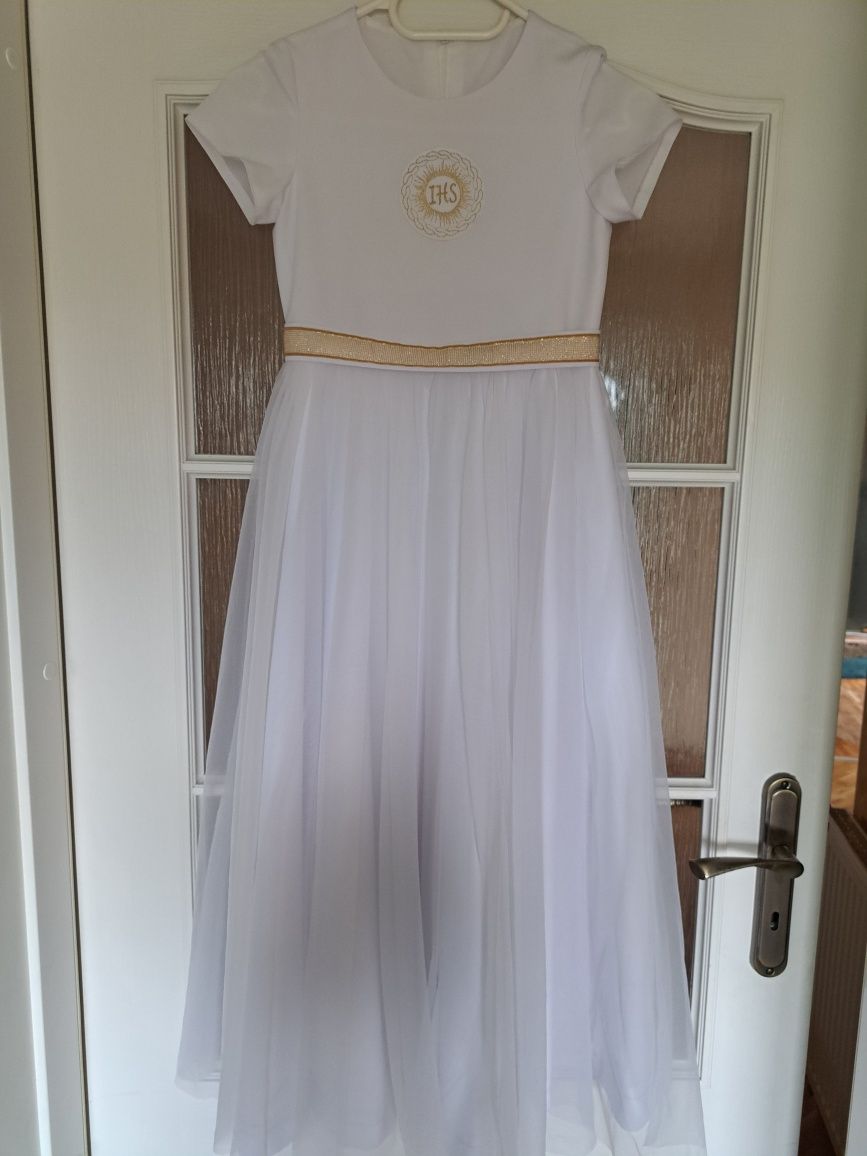 Alba,komunijna sukienka mkmaryla bolerko+torebka 130 cm