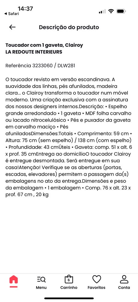 Toucador com gaveta Clairoy - La Redoute