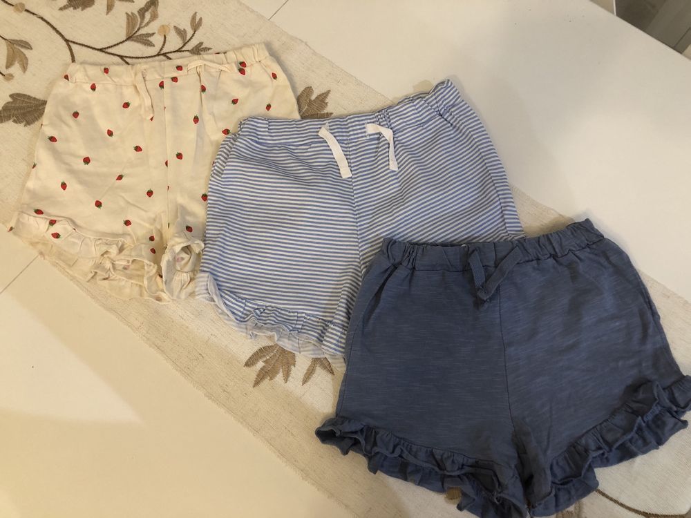 Spodenki 3pak szorty lato H&M falbany niemowlęce dziewczęce NOWE! 92