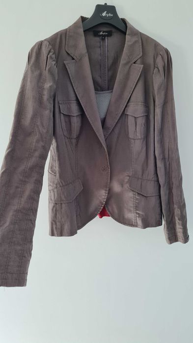 Popielaty żakiet firmy ARYTON, w sportowym stylu, Rozmiar 40