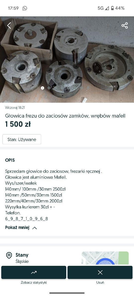 Głowica frezu zaciosów zamków wrębów  osłona mafell