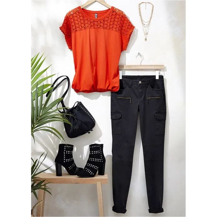 bluzka oversize z koronką 32-34