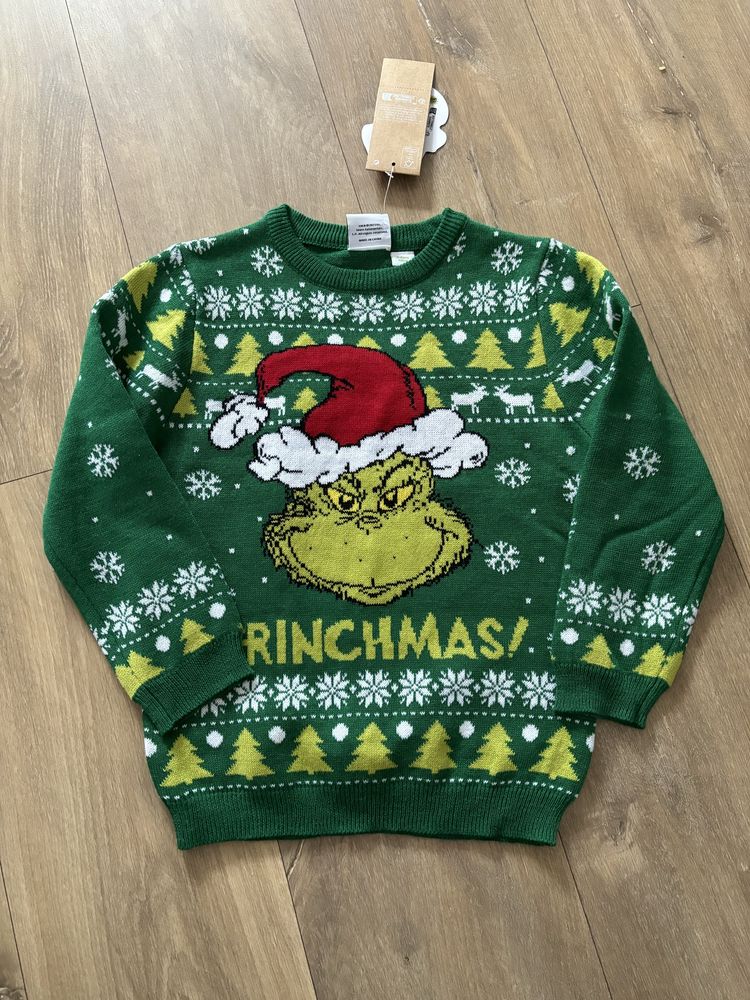 Primark nowy świąteczny sweter grinch 116