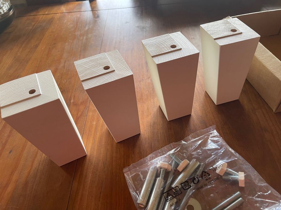 LÄTTHET - 4 pés brancos para móveis  / madeira, 11 cm IKEA