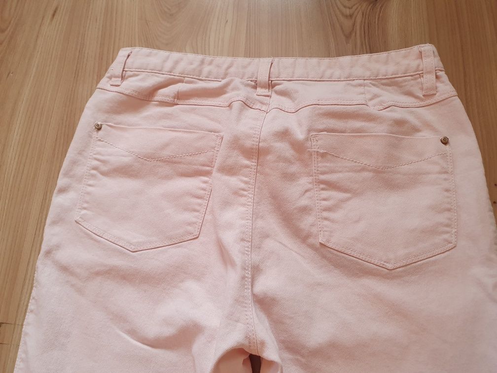 Jeansy pudrowy róż S wysoki stan Everyday wear rurki