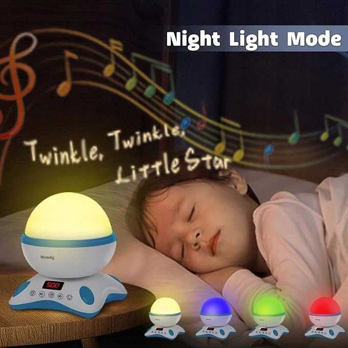 Moredig Projektor dla dzieci lampka nocna, timer + pilot wzory