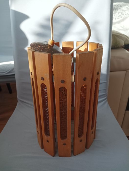 Lampa wisząca drewniana