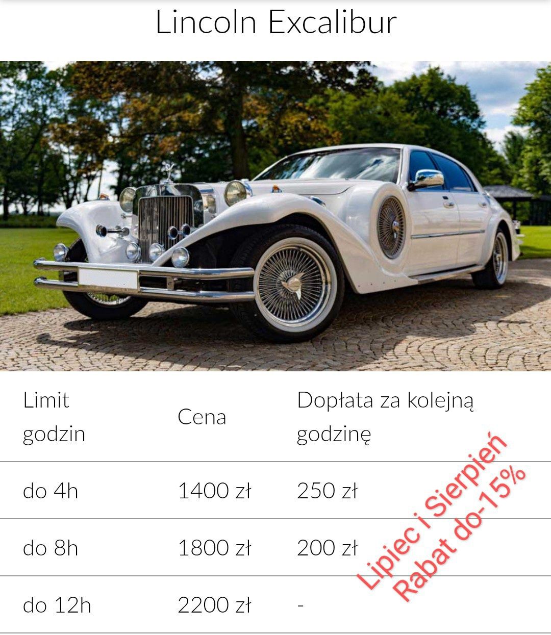 Lincoln Excalibur wynajem klasycznego auta na każdą wyjątkową okazję