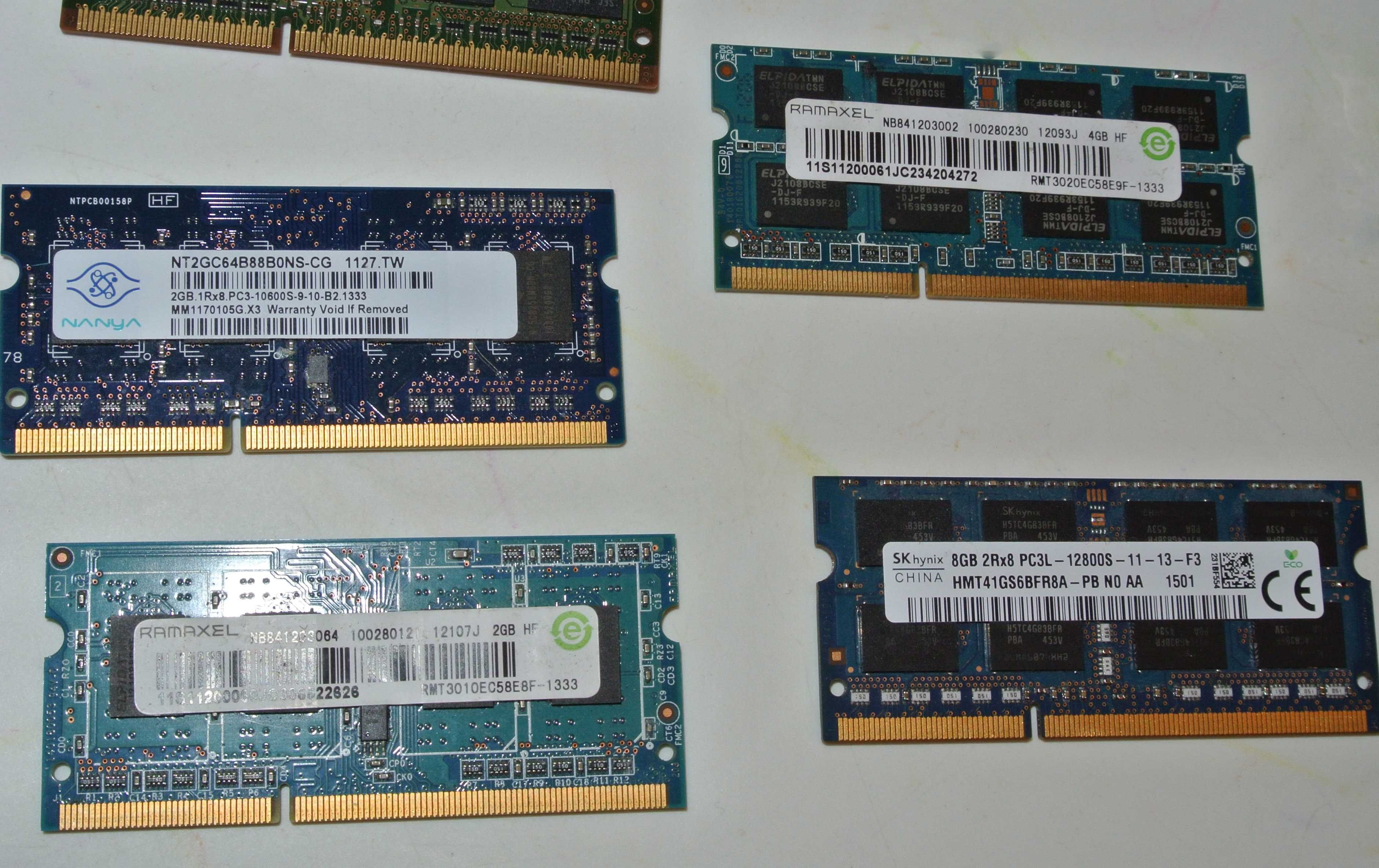 Pamięć ram ddr3 ddr2 4GB 2GB 1GB 1600MHz 1333Mhz Laptop laptopowe