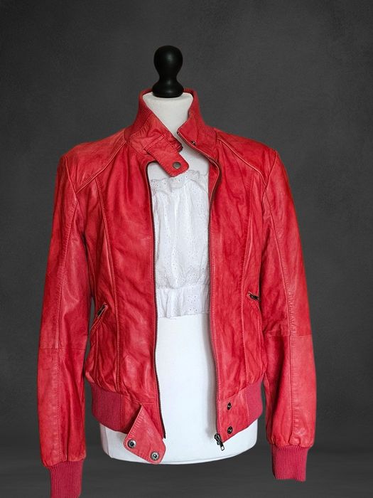 Real Leather Jacket bomber cute rare 2000s y2k lolita cottage grunge