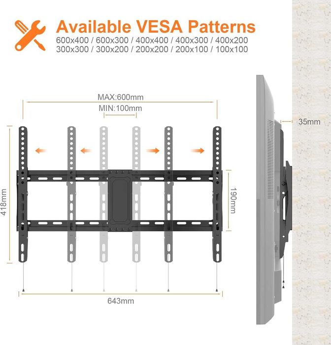 GRIFEMA Uchwyt ścienny do telewizora 37-82 VESA 600 x 400 mm