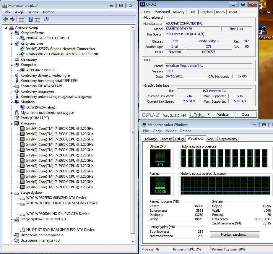Komputer, 6 rdzeni 3,2GHz, HDD 4 TB 10000 obr/min, RAM 16GB, HDMI, DVD