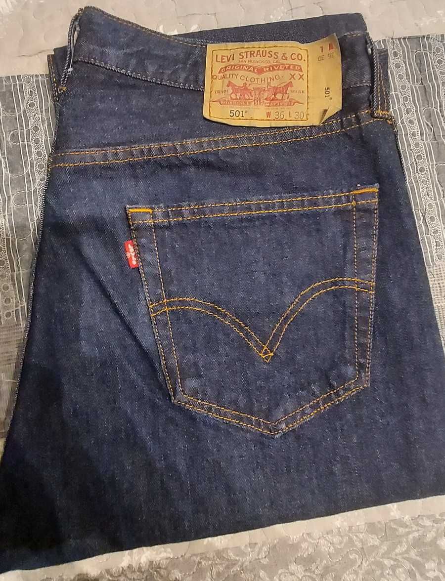 Spodnie LEVIS 501 granatowe W36 L30 100% bawełna