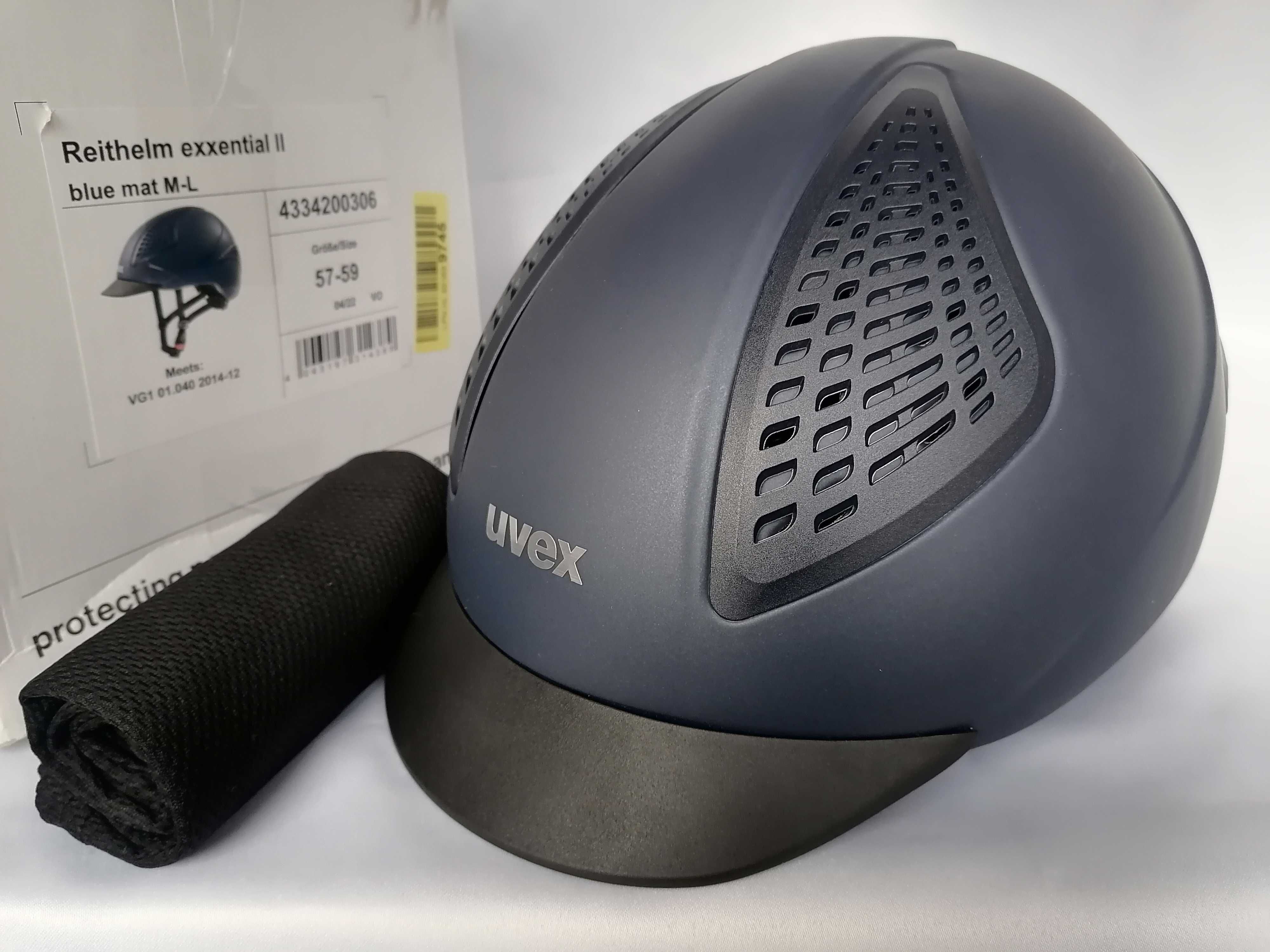 Kask jeździecki toczek Uvex Reithelm Exxential II Blue Mat M/L 57-59cm