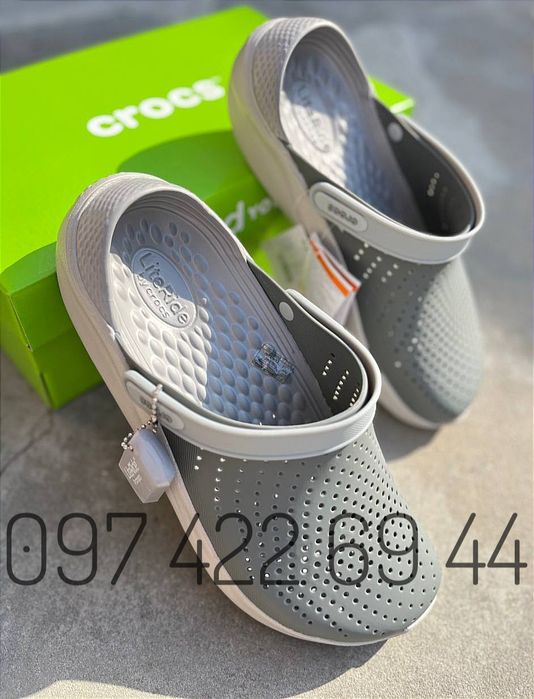 Чоловічі Крокси Сабо Crocs LiteRide лайтрайд сірі купити усі розміри