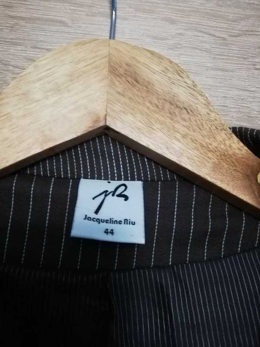 Brązowa marynarka, żakiet Jacqueline Riu, prążki, rozmiar 44, XXL