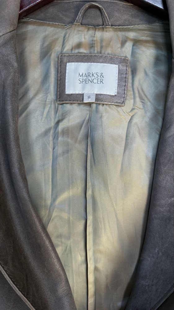 Marks & Spencer | Szara marynarka-kurtka (EU 44) 100% skóra naturalna
