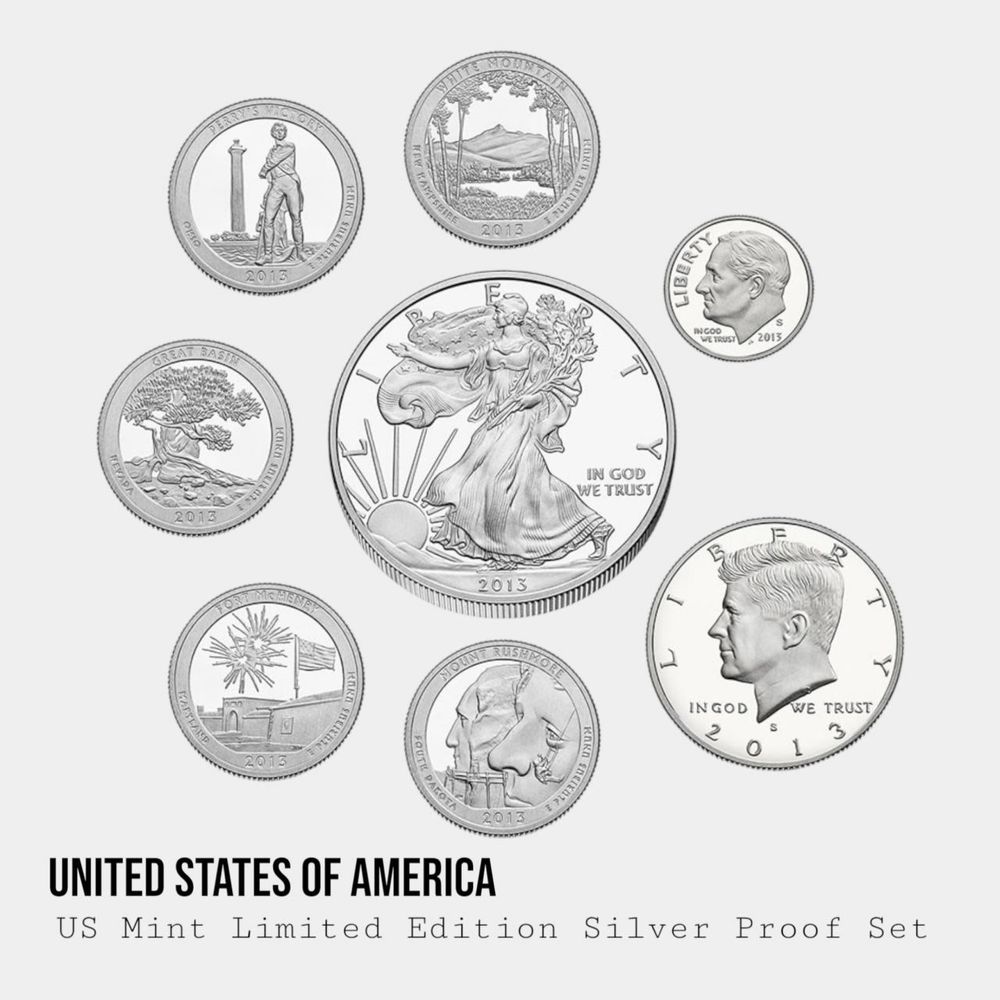 2013—2020 • Limited Edition Silver Proof Set • Оригінал US Mint BoxCoa