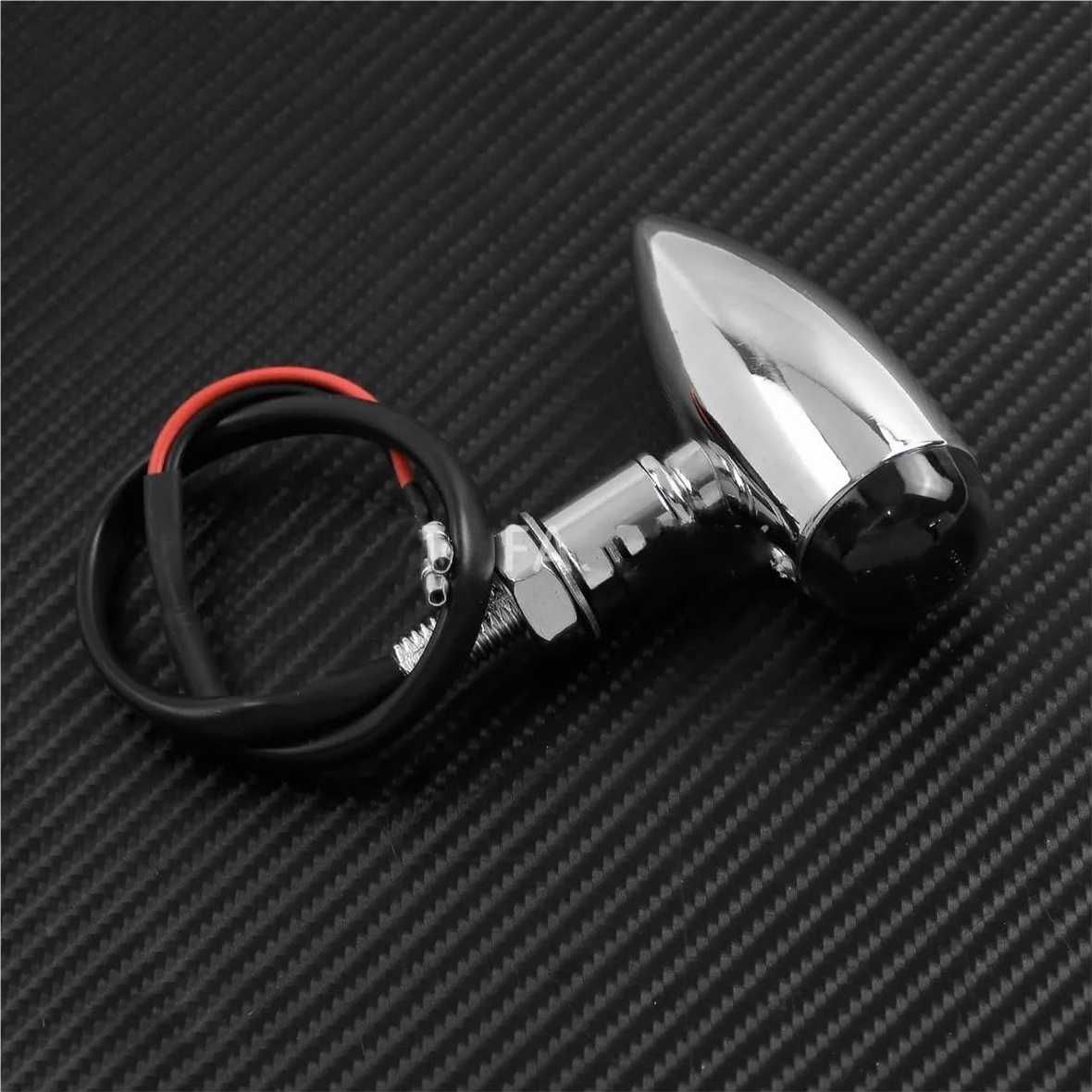 Par de piscas bala premium metal moto chopper bobber