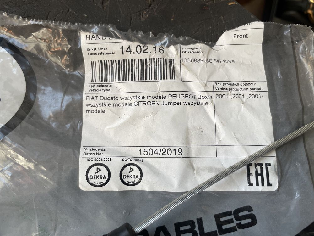 Fiat Ducato Boxer Jumper 99-06 linka hamulca recznego oryg