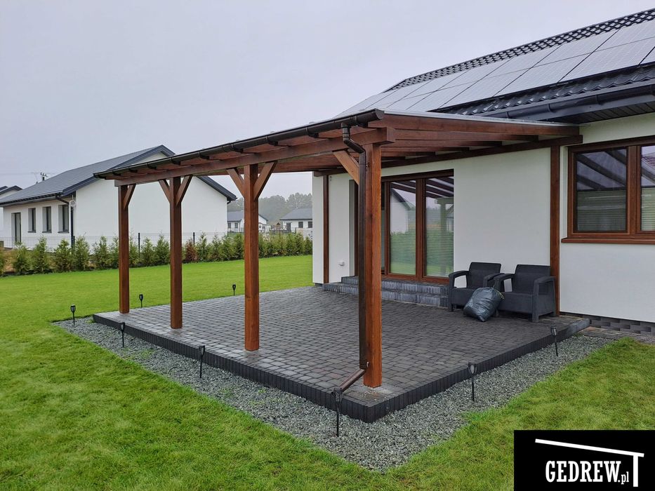 zadaszenie przyścienne nad tarasem 6x5