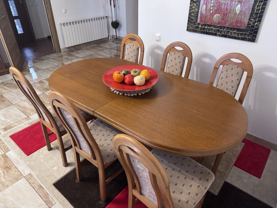 Stół dębowy 6 krzeseł