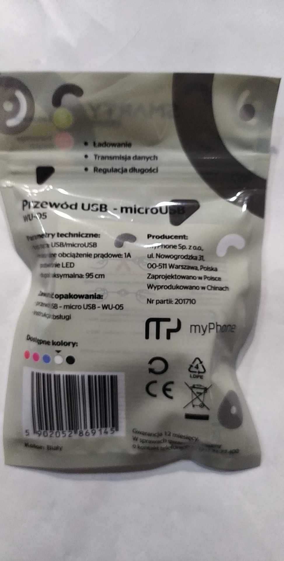 Kabel USB - Micro USB Regulowany WU-05 BIAŁY