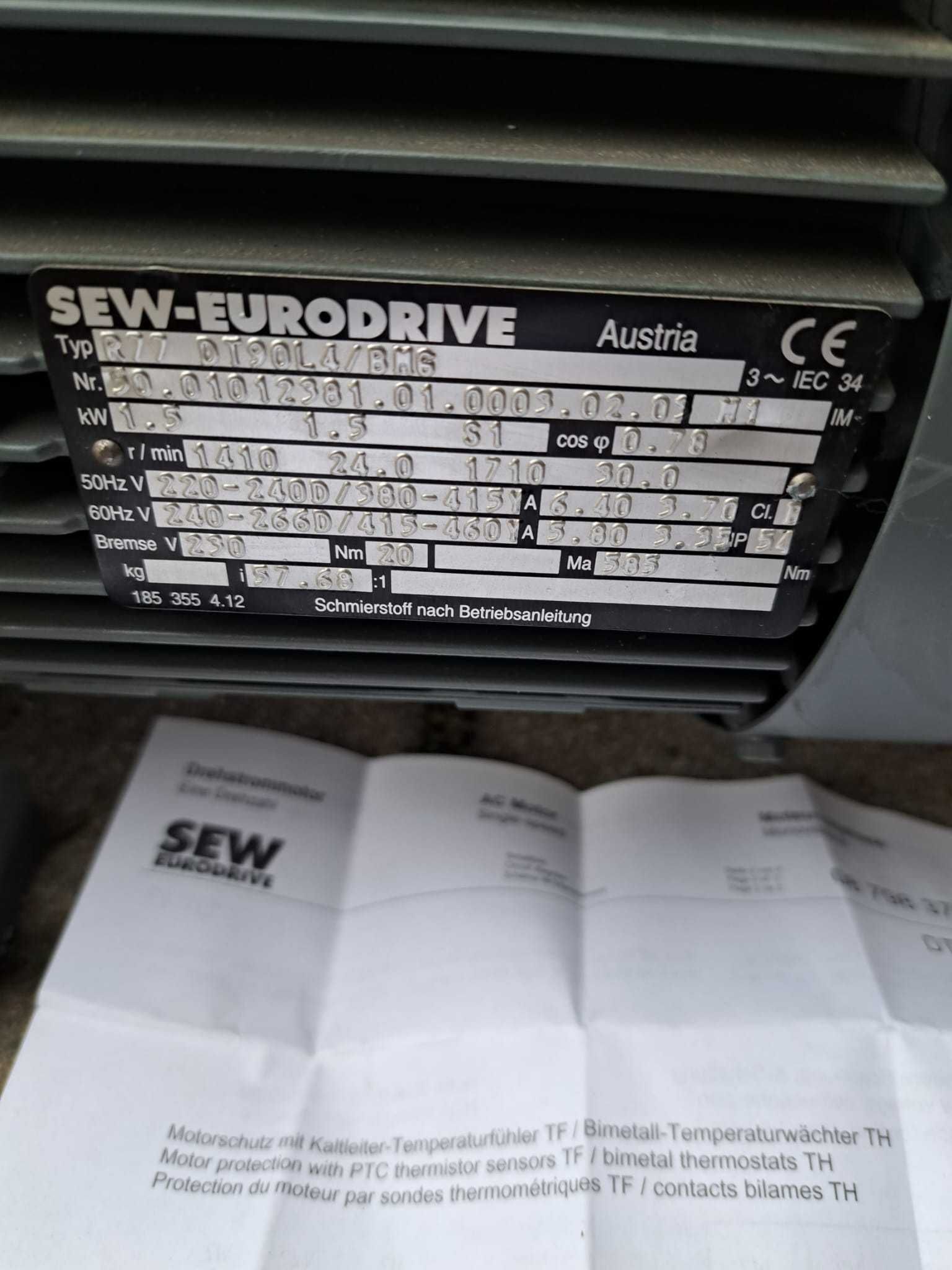 Silnik z przekładnią firmy Sew- Eurodrive 1,5 Kw, nowy