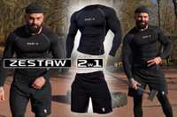 Komplet 2w1 Sportowej Odzieży Termoaktywnej Spartan Black & White XL
