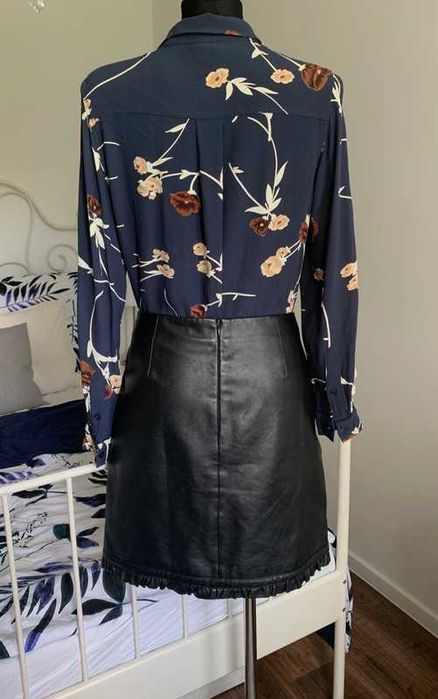 KOOKAI skórzana prosta spódnica minimalizm ze skóry naturalnej XL