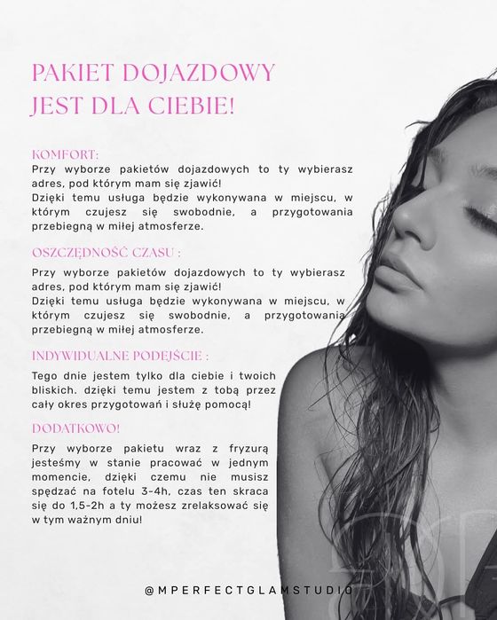 Mobilne usługi fryzjerskie. Pakiety ślubne