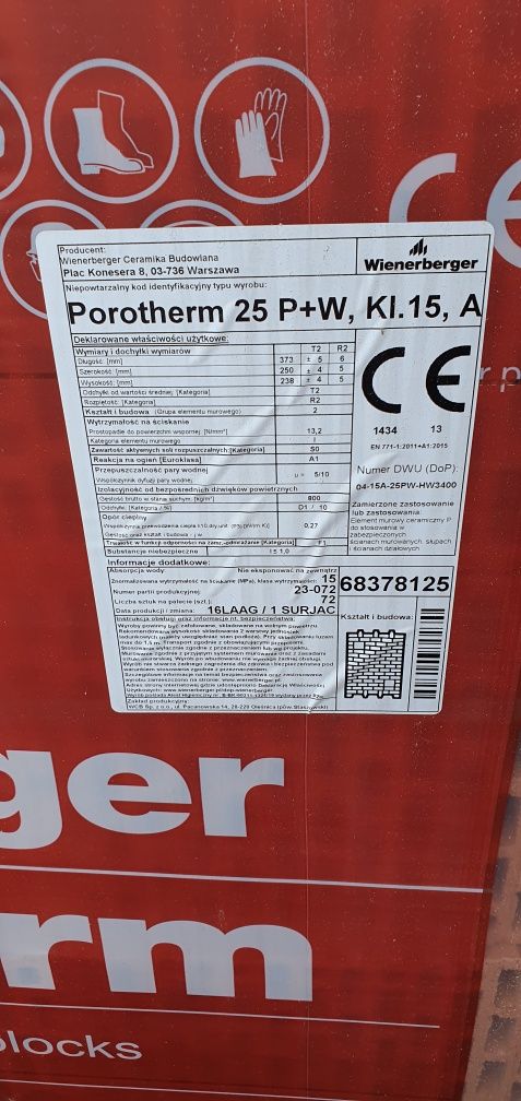 Pustaki Wienerberger Porotherm 25 P+W