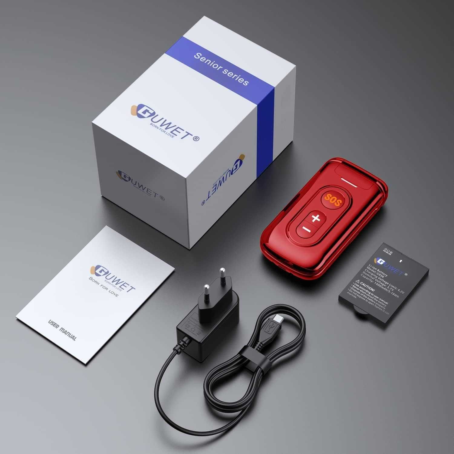 Telefon komórkowy dla seniorów bez umowy, z klapką GSM, przycisk SOS