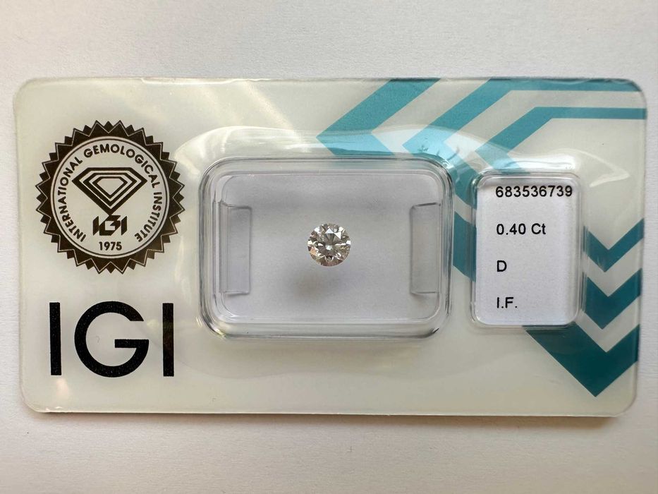 Naturalny Diament / Brylant INWESTYCYJNY 0.40ct D/IF 3xExcellent IGI