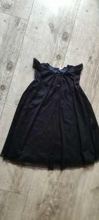 r.128 H&M Połyskująca okolicznościowa tiulowa czarna sukienka