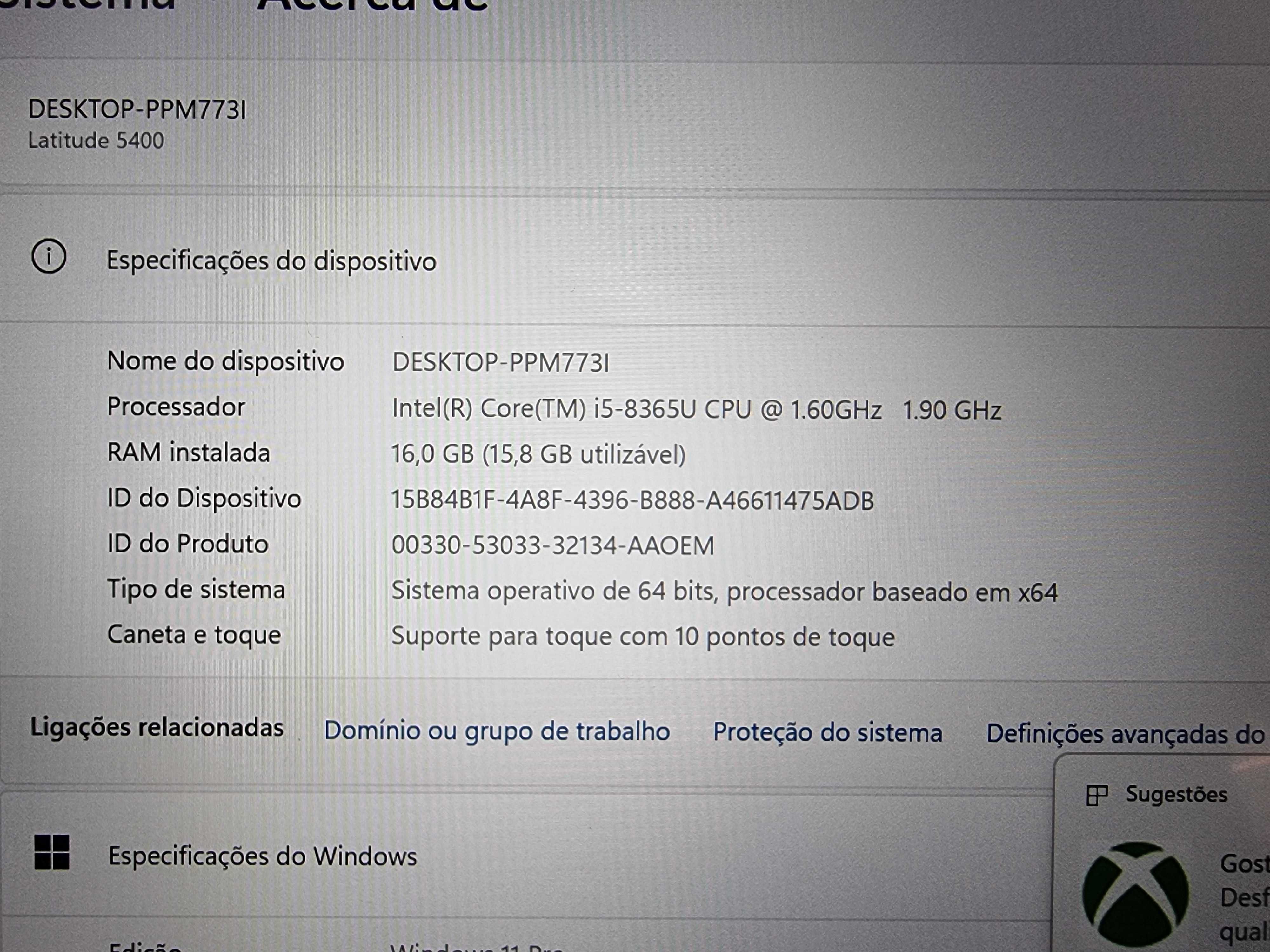 Dell Latitude 5400 Core i5 8365U / 16Gb RAM / 512Gb NVMe / 14" Touch