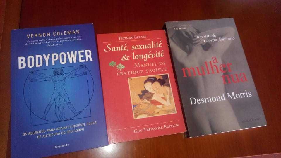 Livros body massagem, meditation experience, body power, mulher nua
