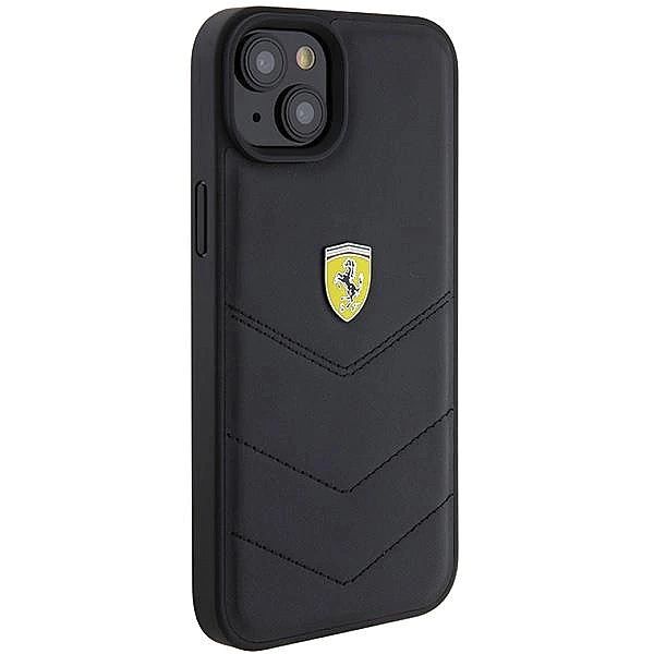 Etui Ferrari Quilted Metal Logo do iPhone 15 Plus - czarne