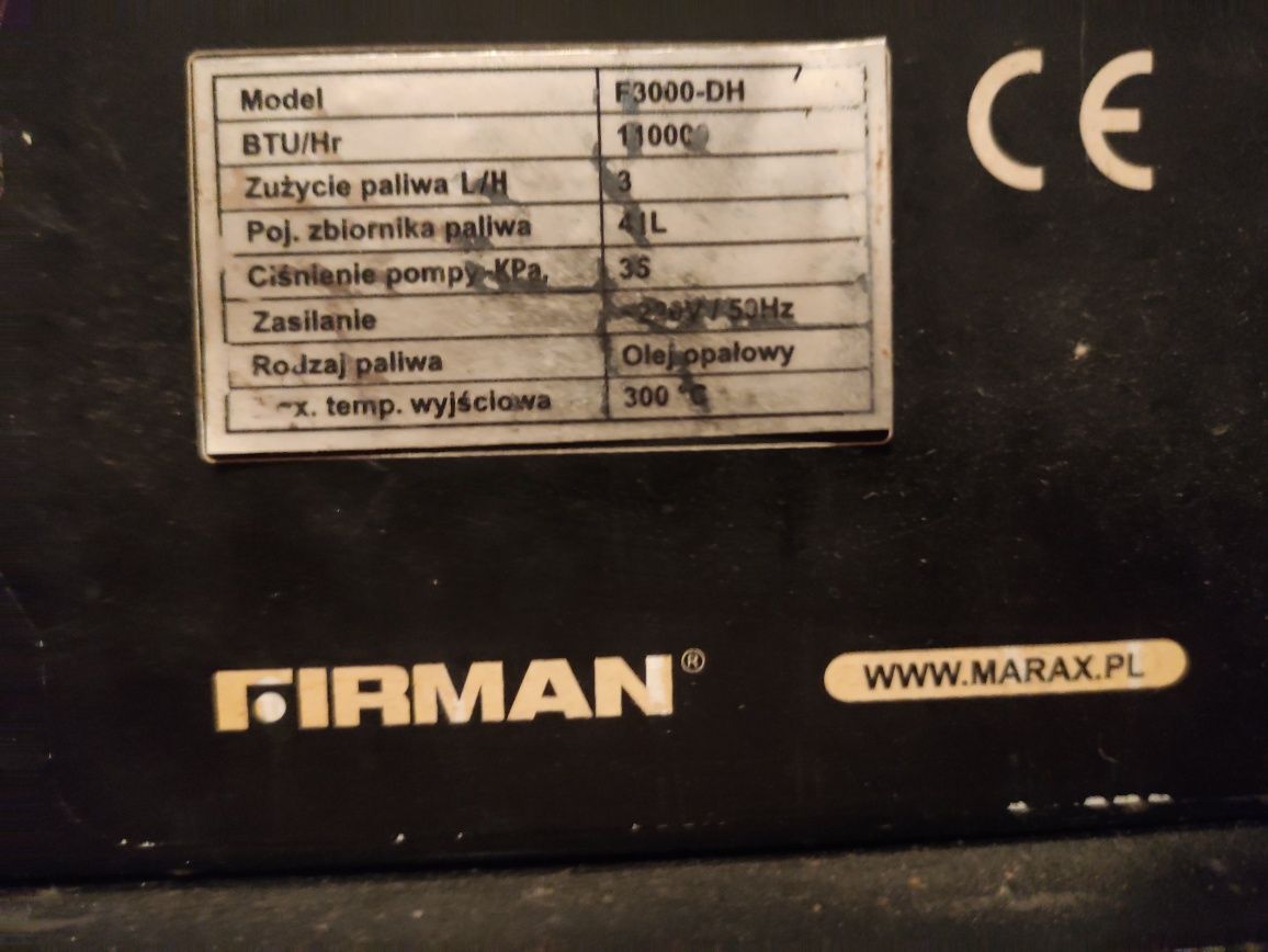 Nagrzewnica dmuchawa FIRMAN F3000-DH termostat, ropniak 21kw 41L