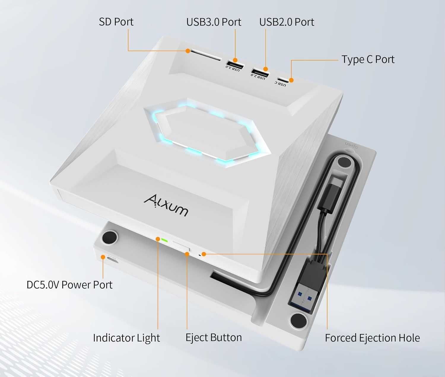 Zewnętrzny napęd DVD Alxum nagrywarka CD USB 3.0 24x super prędkość