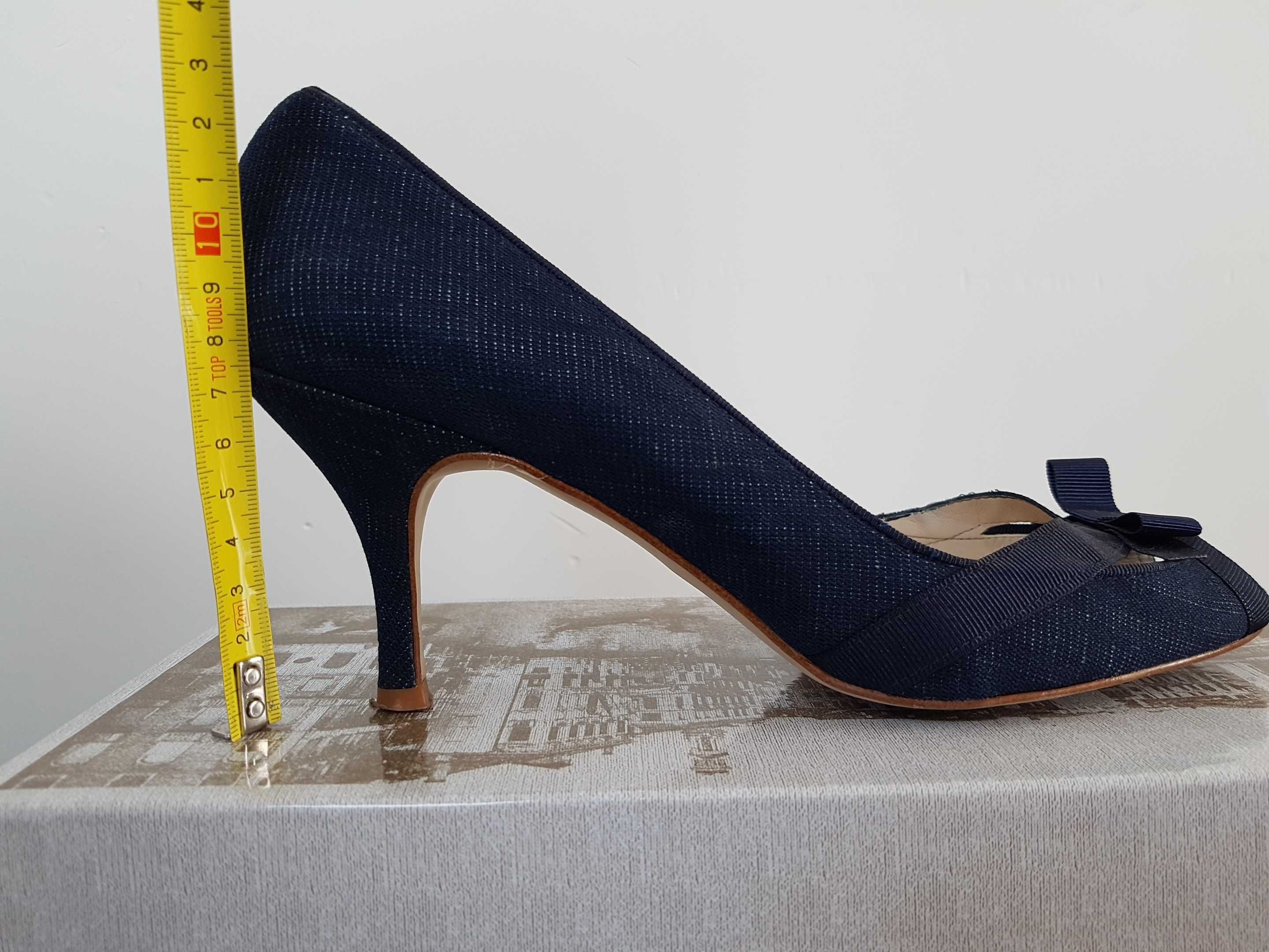 Granatowe szpilki  peep toe ZARA, r. 40, obcas 8cm