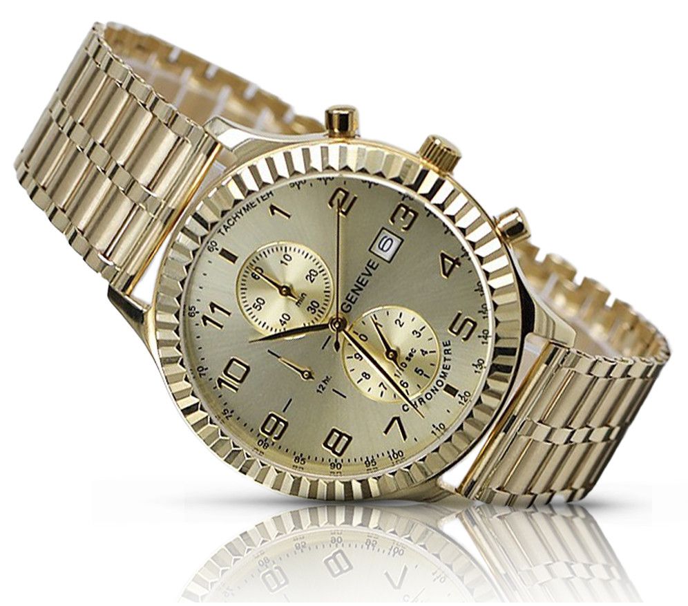 Złoty zegarek z bransoletą męski 14k Geneve mw007y&mbw007y Katowice