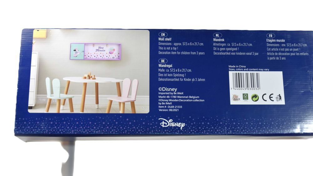 Drewniana półka ścienna z szafką - Myszka Minnie, dla dziewczynki 57cm